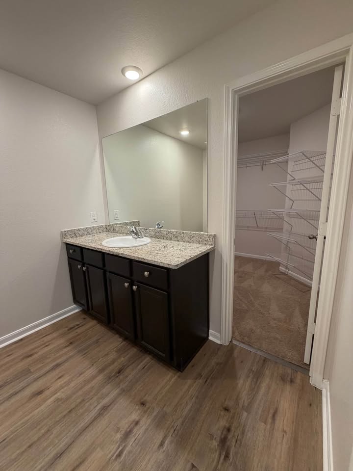 Bathroom vanity and closet