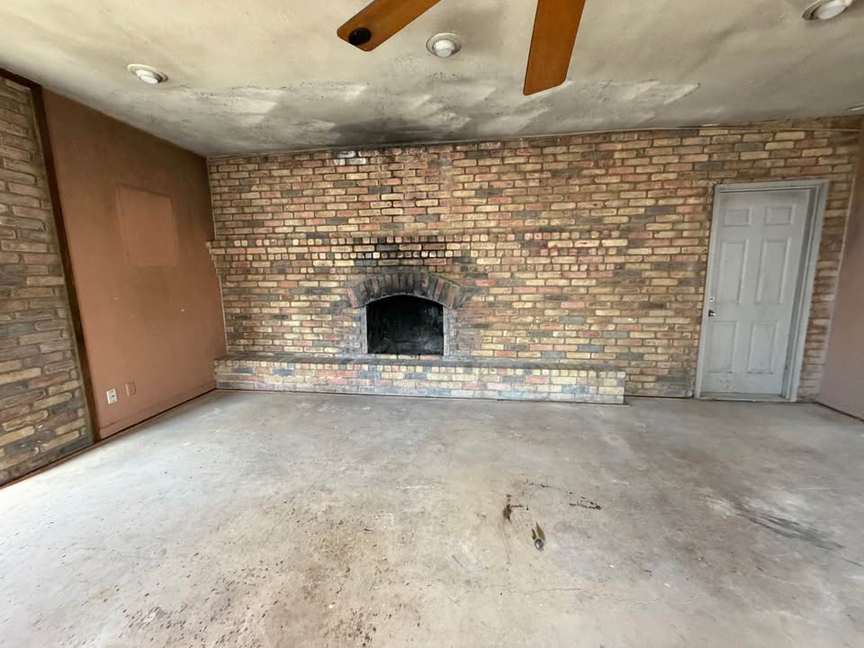 Brick fireplace